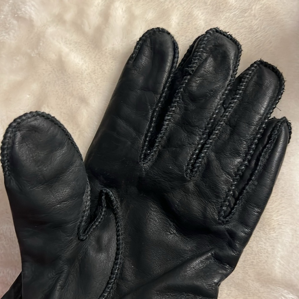NWOT 🧤 VINTAGE FOWNES FLEECE LINED SOFT WARM BLACK LEATHER GLOVES Women’s L - Picture 6 of 13